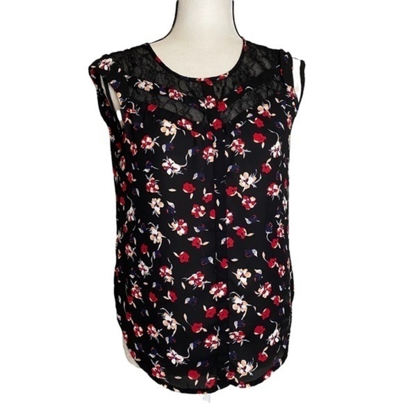 Black and red floral tank top candies size small - Picture 9 of 12